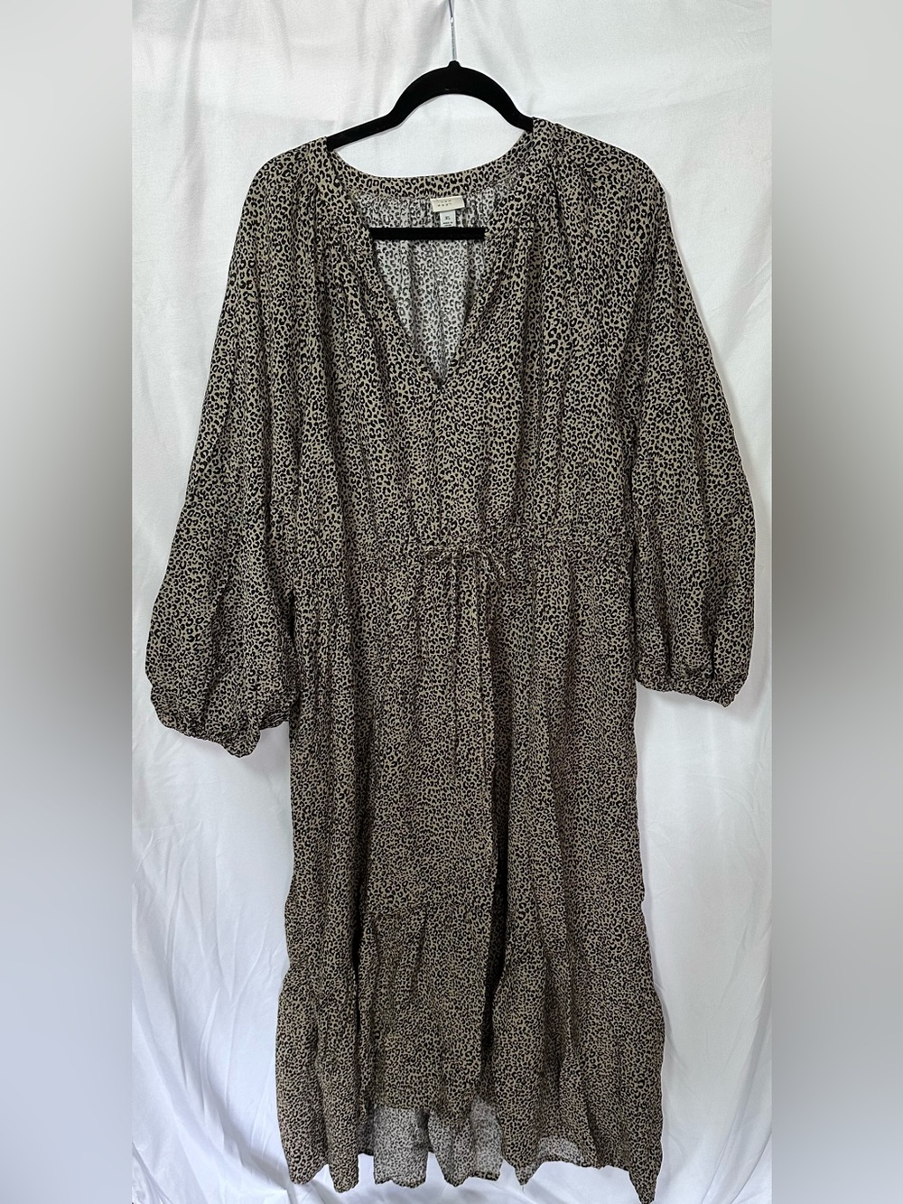 A New Day Leopard Print Long Sleeve Midi Dress - Brown and Black Size XL